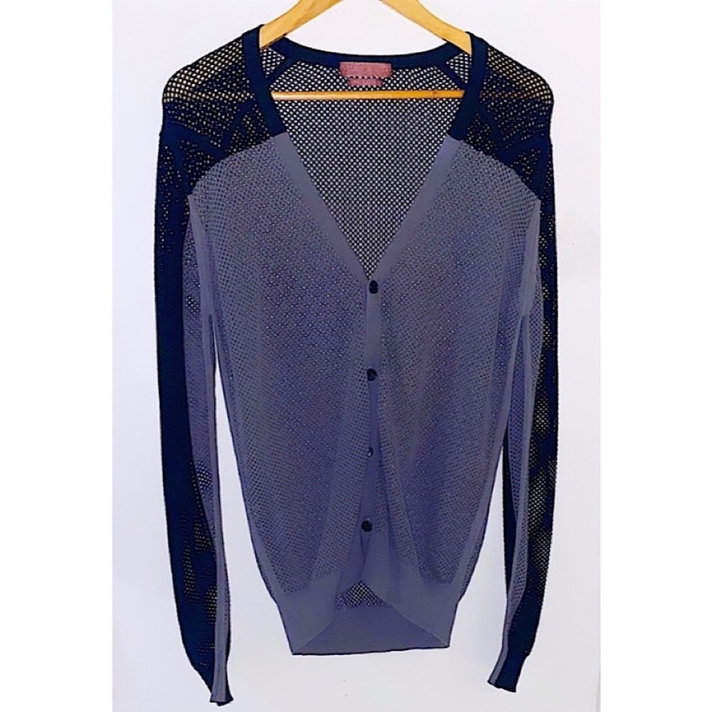 Authentic Vintage Alexander Mcqueen Mesh Transparent Cardigan Size 44